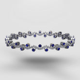 Silver Bangles S Shape with Blue Stone